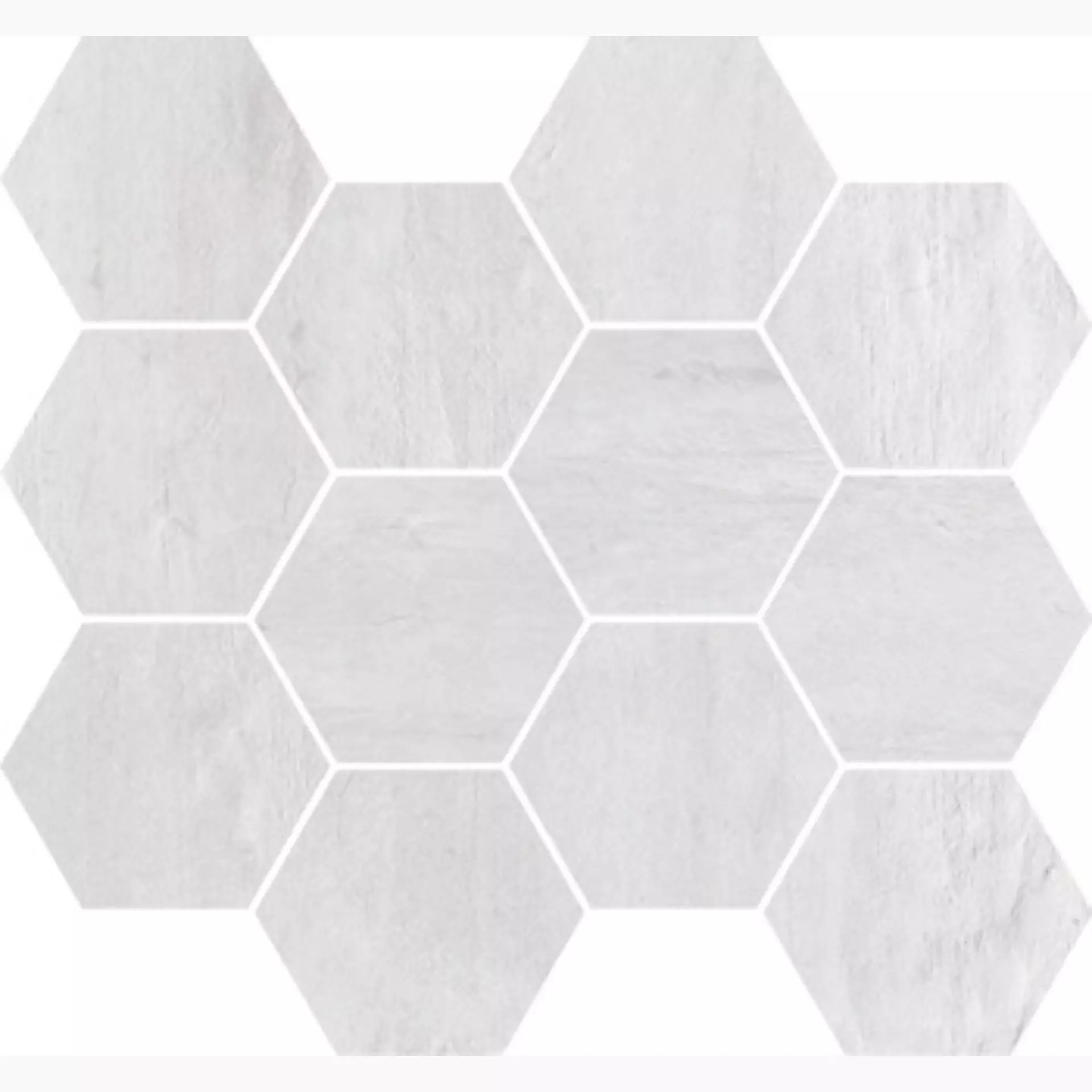 Imola Creative Concrete White Natural Slate Cut Matt Mosaic Hexagon decori 25x30cm rectified 10mm - MK.CREACON W