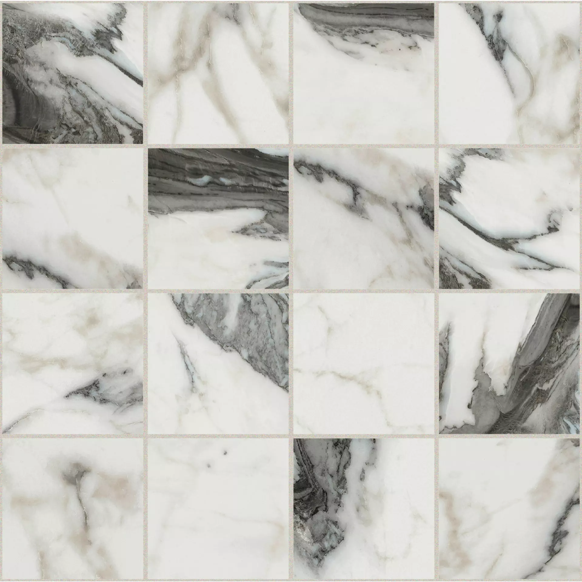 Florim Les Bijoux De Rex Calacatta Altissimo Blanc Glossy Mosaic 7,5x7,5 767616 7,5x7,5cm rectified 6mm