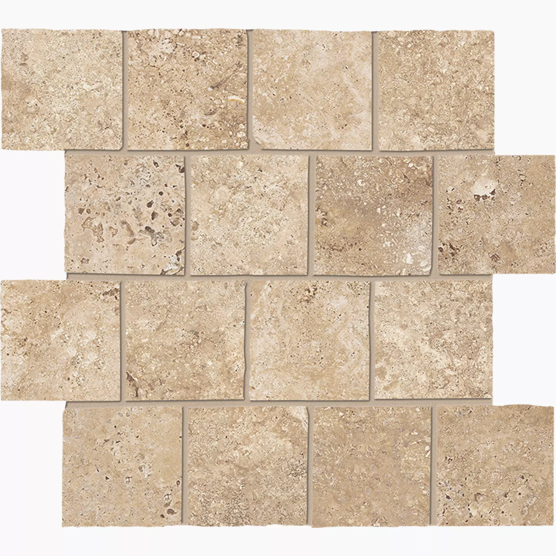 Keope Percorsi Frame Travertino Beige Strutturato Mosaic Burattato 474A4D35 31,5x31,5cm rectified 9mm