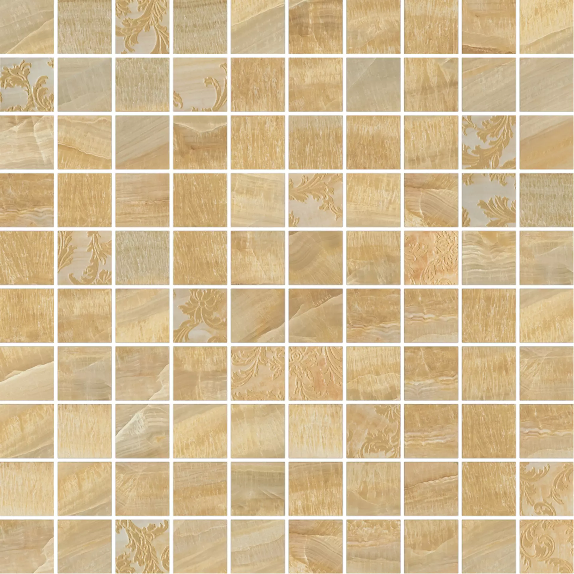 Versace Marble (Gar) Oro Lux Oro G0240822 29,1x29,1cm Mosaik T100 Dekor rektifiziert 9,5mm