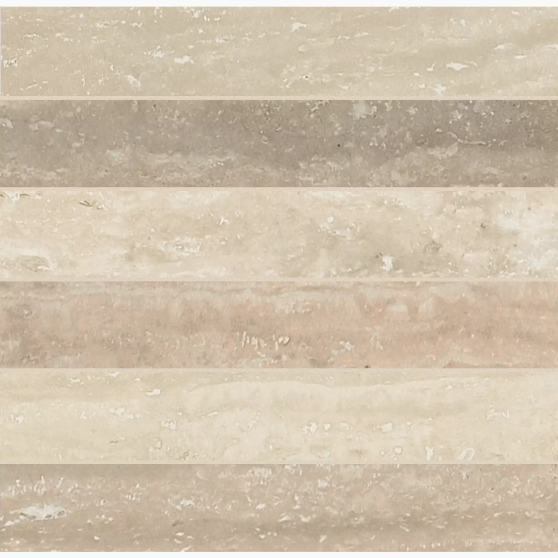 Florim Timeless Travertino Lucido Travertino 747376 glaenzend 30x30cm Mosaik 3D 5x30 rektifiziert 9mm